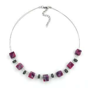 Necklace, Dice, Pink Grey, 45cm DE NO Jewelry