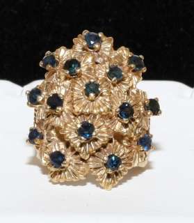 Estate 14K Solid Gold 2.25ct Sapphire Large Detail Ring  