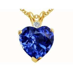 Tommaso Design(tm) Lab Created 8mm Sapphire and Genuine Diamond Heart 