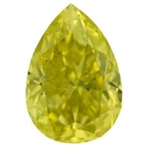   Ctw Canary Yellow Color Pear Real Loose Diamond For Earring Jewelry