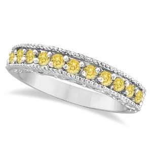  Fancy Yellow Canary Diamond Ring Band 14k White Gold (0 