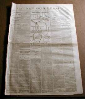1863 newspaper BATTLE of FT WAGNER w MAP Massachusetts 54th Reg  Negro 