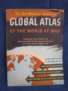 1944 Global Atlas of the World at War Matthews Northrup  