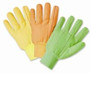  Orange Cotton Corded Gloves with Double Palm (lot of 12 