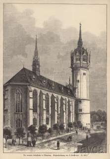 1892 Print Engraving Schlosskirche Wittenberg Church  