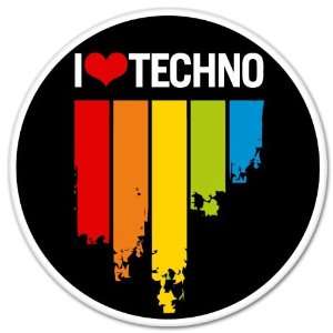  I Love TECHNO music sticker decal 4 x 4 