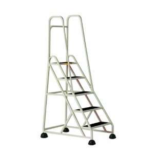   Step Ladder 5 Steps with Double Handrail 45 inch High Top Step, Beige