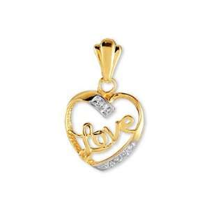    Solid 14k Yellow White Rose Gold CZ Love Heart Pendant Jewelry