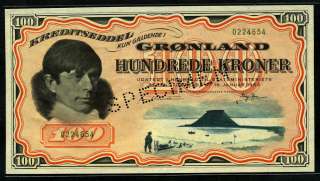 Greenland 1953, 100 Kroner, Specimen, P21s, UNC  