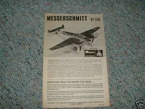 Monogram 1/72 Messerschmitt Bf 110E Instructions B.  