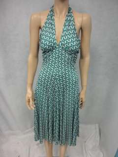 Mara Hoffman Turquoise Geometric Print Silk Halter Dress Petite P 