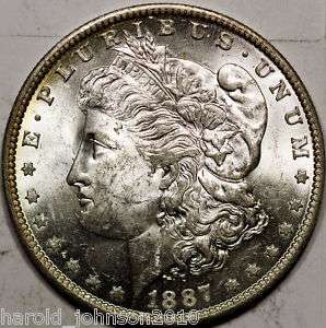 1887 O $1 Silver Morgan Dollar BU Clashed Dies Vam 11A  
