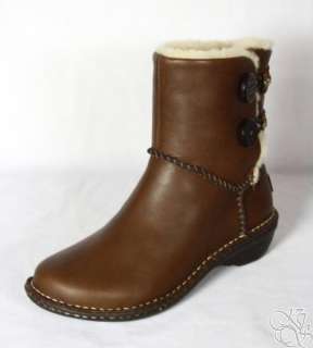 UGG Australia Lillie Gravy Brown Leather Womens Winter Boots New 3336 