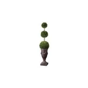 Uttermost 60093 Preserved Boxwood Triple Topiary   Planter, Aged Black 