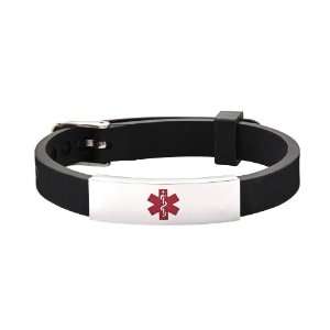  6080   Rubber Watch Band Buckle   Black   Medical ID 
