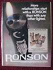 1972 Print Ad RONSON Varaflame / MK II Butane Lighters ~ Owl Design