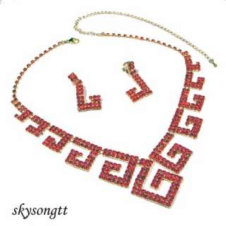 Swarovski Ruby Red Crystal Pendant Necklace Set S1416R  