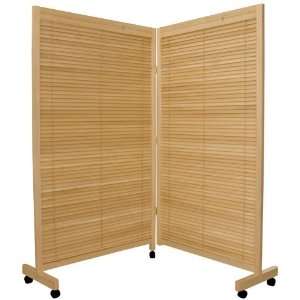  5 ft. Tall Wooden Shutter Folding Room Divider w/Wheels 