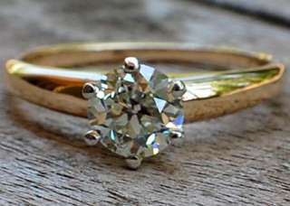 14k diamond ring solitaire oec Old European Cut ~.88ct open culet 