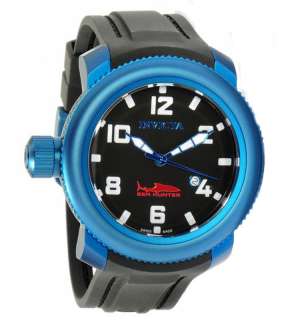 Invicta 1548 Mens Sea Hunter Swiss Made Blue Ion Plated Black Dial 