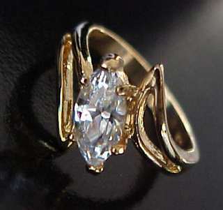 CT Fancy Marquise cut SOLITAIRE cz 14k GOLD ep Openwork Bypass Ring 