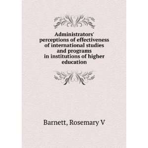   in institutions of higher education Rosemary V Barnett Books