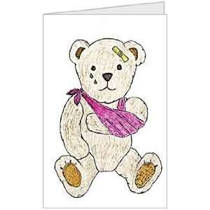 Get Well Bear Sick Ill Recover Love Funny Humor Greeting Card (5x7) by 