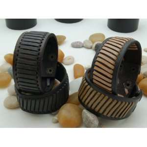  Leather Wristband 75014 in Brown