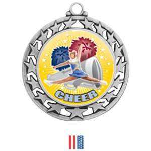 Cheer HD Insert Medal M 4401 SILVER MEDAL / FLAG RIBBON 2.5 HD INSERT 