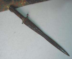 1700s ANTIQUE HUNTING DAGGER w/BRONZE & HORN HANDLE  