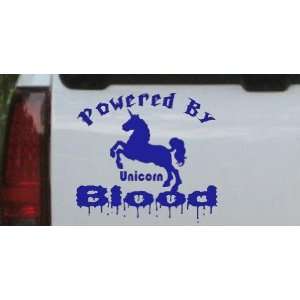 Blue 20in X 22.0in    Powered By Unicorn Blood Funny Car Window Wall 