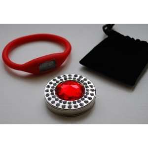   Red Gem Purse Hook + Silicone Watch and Velvet Bag 