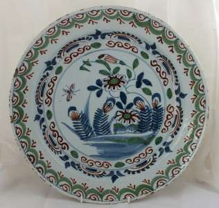 AN ENGLISH DELFT POLYCHROME CHARGER C.1760.  