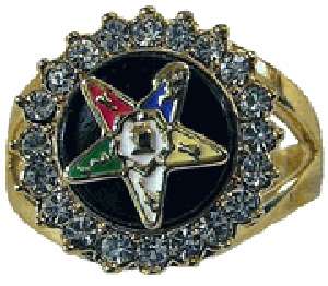 18 kt Gold gp Masonic Eastern Star Ring Size 5 10  