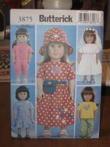   BUTTERICK PATTERN 3875 CLOTHING FOR AN 18 INCH TALL DOLL ORIG.$18.95