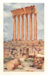 Lebanon THE TEMPLE OF JUPITER. BAALBEK. 1908. Old Vintage Color Print 