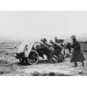 Trench Gun into a New Position on the Somme During World War 