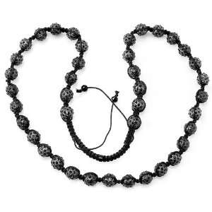  Mens Hip Hop Style Forty Black Disco Ball Beads Adjustable 
