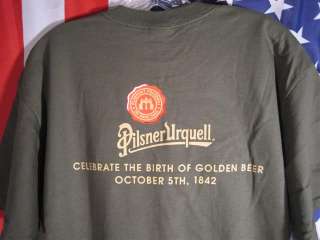 New PILSNER URQUELL beer T Shirt L LG miller lite Prague Europe Czech 