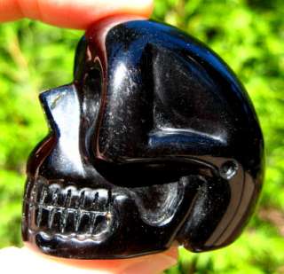 Rare Smoky Obsidian Volcanic Glass Hand Carved Crystal Skull Head 