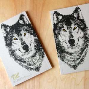  2 Small Wolf journals, blank sketch book, recycled paper 