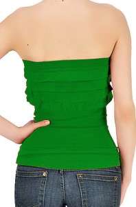 SEXY GREEN ST PATRICKS GLAM RUFFLE SEAMLESS STRAPLESS TUBE TOP NEW O/S 
