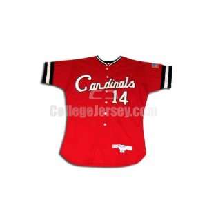  Red No. 14 Game Used Ball State McAuliffe Baseball Jersey 