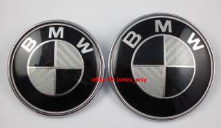 High Quality BMW Carbon Fiber 82mm + 74mm Hood Trunk Emblem Badge E36 
