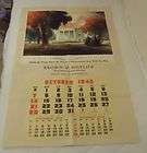 1945 GIANT 29x44 Poster Calendar WHITE HOUSE Al Mettel