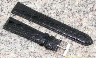 19mm OMEGA NOS Genuine CROCODILE Watch Band BLACK Strap item #OM3 