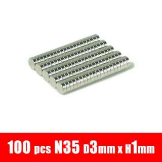 100pcs 3mm x 1mm Disc Rare Earth Neodymium strong fridge Magnets N35 