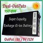 Dual USB OutPut 5V/9V/12V Super Capacity Recharge Li ion Battery US 