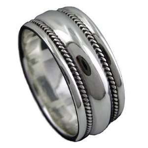  925 Silver Rope Edge Wedding Band Ring Size 8.5 Jewelry