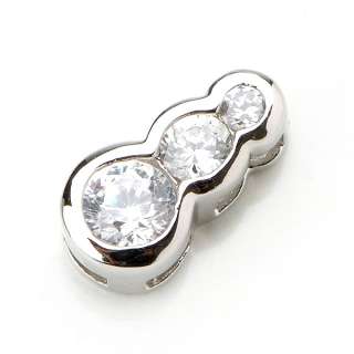 Christmas Gift 3 Stones Clear CZ .925 Sterling Silver Cute Pendant 